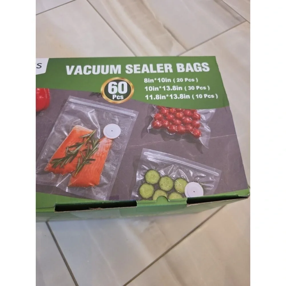 Syntus Vacuum Sealer Bags for Food, 60 Count Quart‎ 8 x 10 10 x 13.8 11.8 x 14